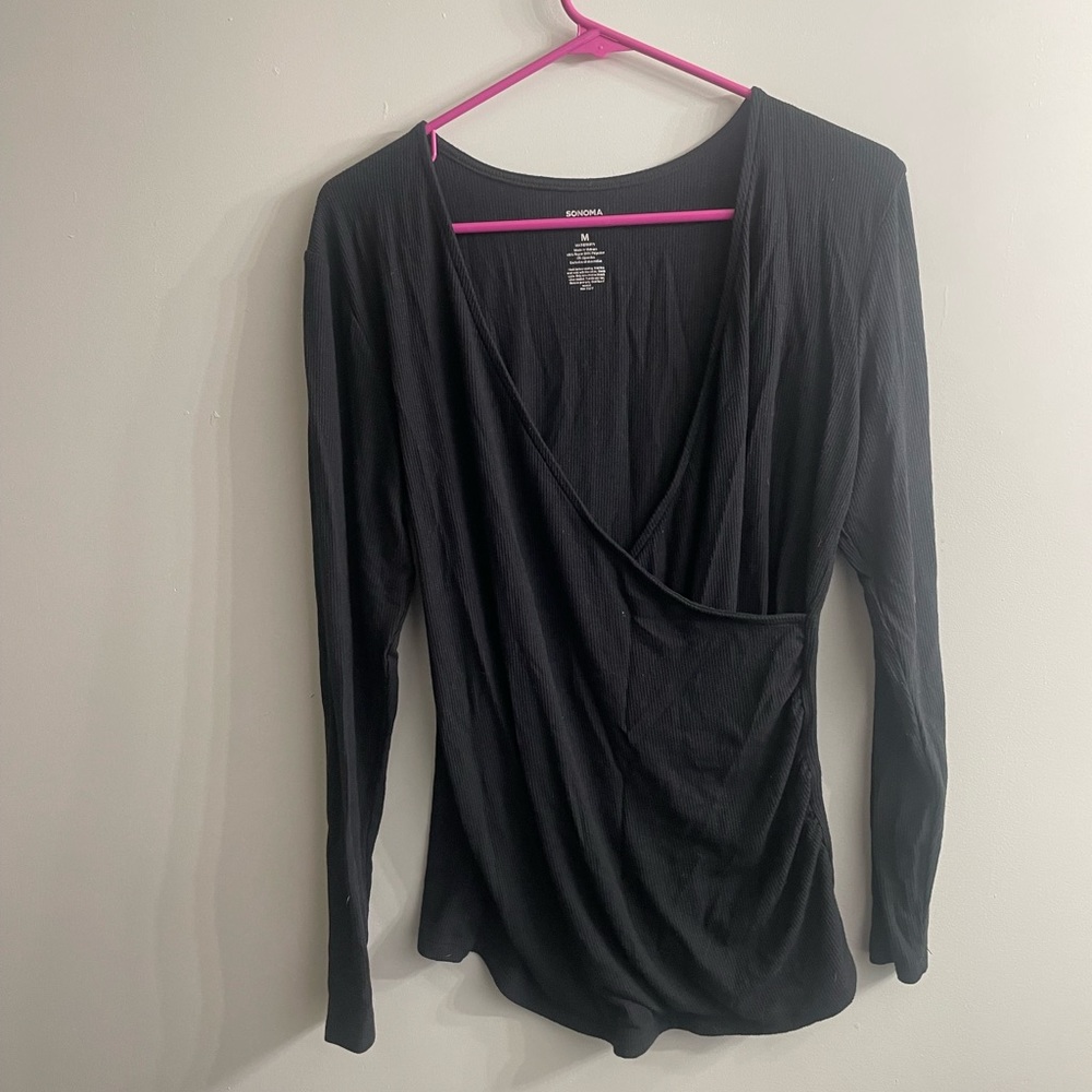 Black ribbed knit maternity sweater